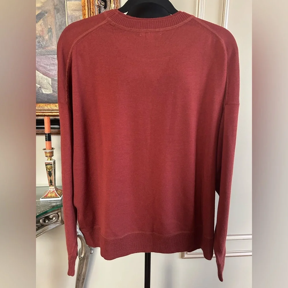 J.Crew Rust Red Merino Wool Crewneck Sweater Relaxed Fit Minimalist Classic XXL